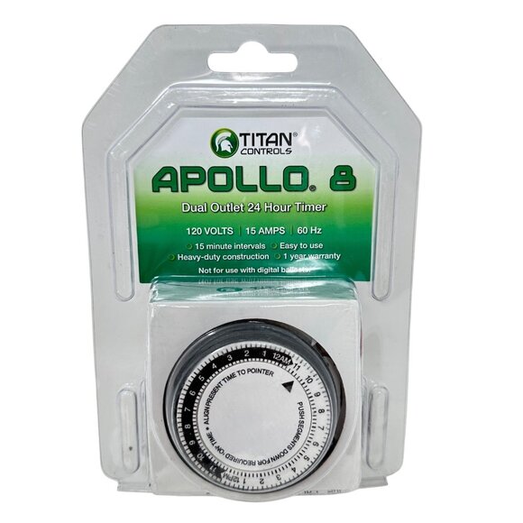 Titan Controls Apollo 8 Dual Outlet 24hr Timer 120v/15amp - New - Picture 1 of 3